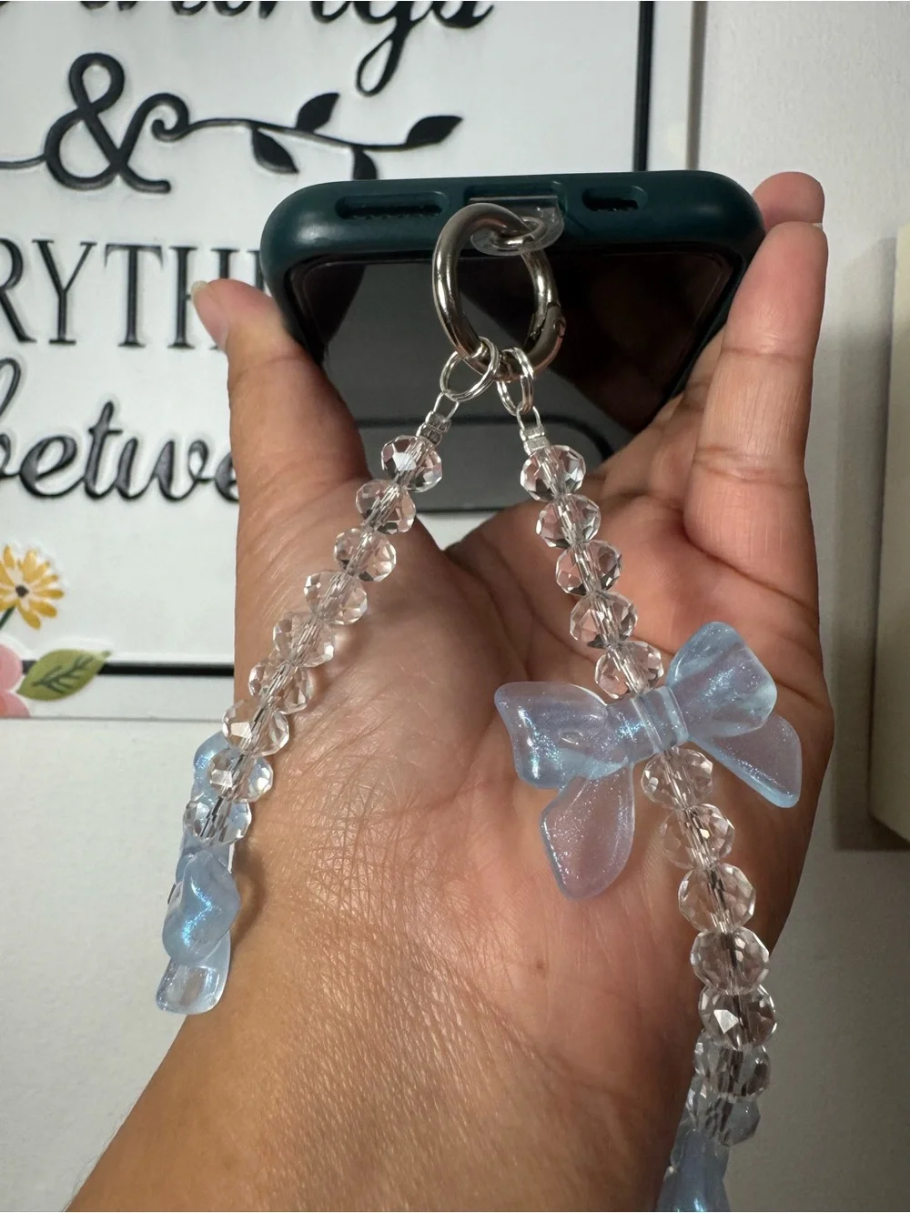 Bling Bling Crystal with Blue Bow Phone/Key/Bag Chain #P1099